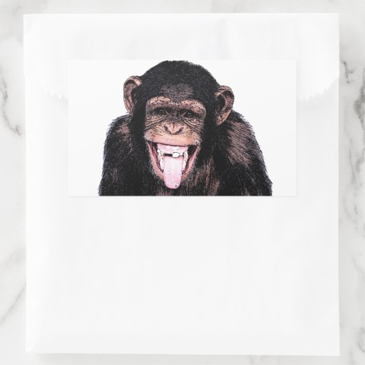 Chimpanseetong Rechthoekige Sticker (Tas)