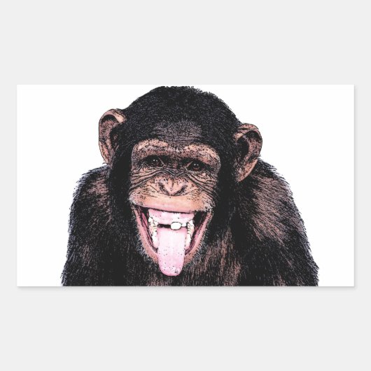 Chimpanseetong Rechthoekige Sticker (Voorkant)