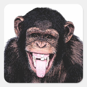 Chimpanseetong Vierkante Sticker