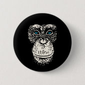 Chimpansegebied met blauwe ogen ronde button 5,7 cm (Voorkant)