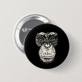 Chimpansegebied met blauwe ogen ronde button 5,7 cm (Voorkant /achterkant)