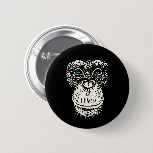 Chimpansegebied met blauwe ogen ronde button 5,7 cm (Voorkant /achterkant)