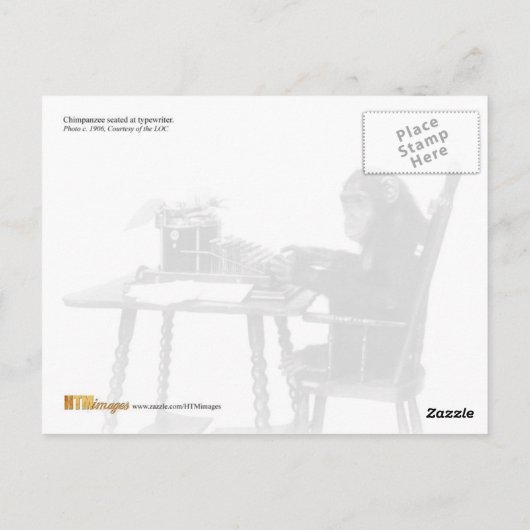 Chimpansetypering Briefkaart (Achterkant)