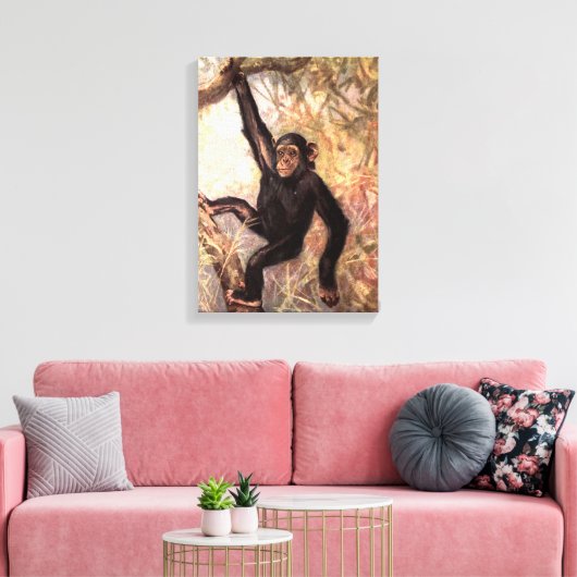 Chimpanzee-aap van CE Swan,  wilde dieren Canvas Afdruk (Insitu (Woonkamer))