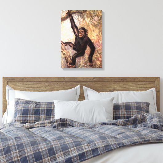 Chimpanzee-aap van CE Swan, wilde dieren Canvas Afdruk (Insitu (Slaapkamer))