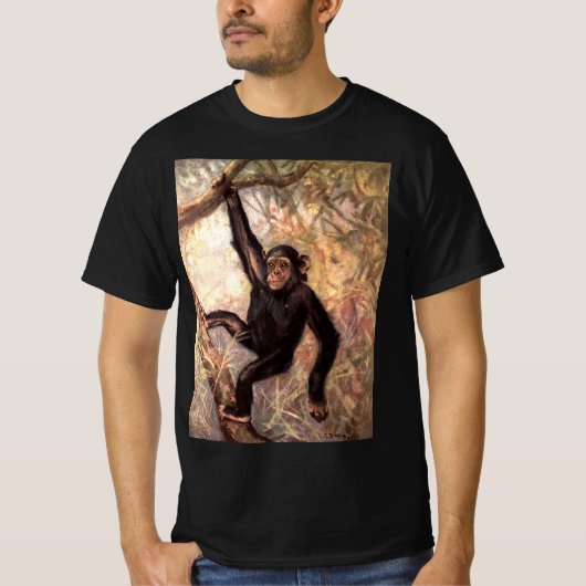 Chimpanzee-aap van CE Swan,  wilde dieren T-shirt (Voorkant)