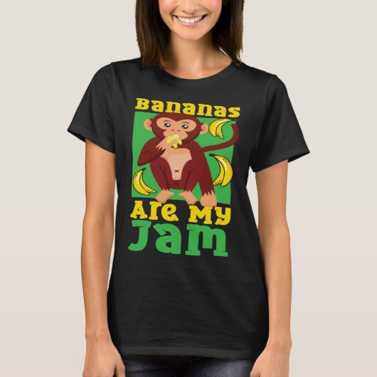 Chimpanzee Bananas Are My Jam T-shirt (Voorkant)