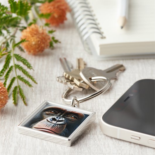 Chimpanzee Cute Monkey Save The Chimps Ape Sleutelhanger (Zijkant)