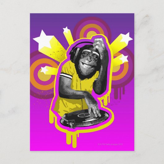 Chimpanzee DJ Briefkaart (Voorkant)