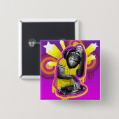 Chimpanzee DJ Vierkante Button 5,1 Cm (Voorkant /achterkant)