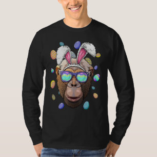 Chimpanzee Easter Bunny Ears Funny Easter Eggs Hun T-shirt
