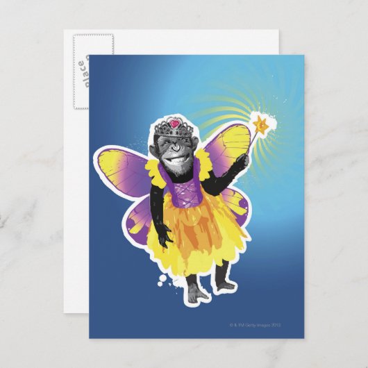 Chimpanzee Fairy Briefkaart (Voorkant / Achterkant)
