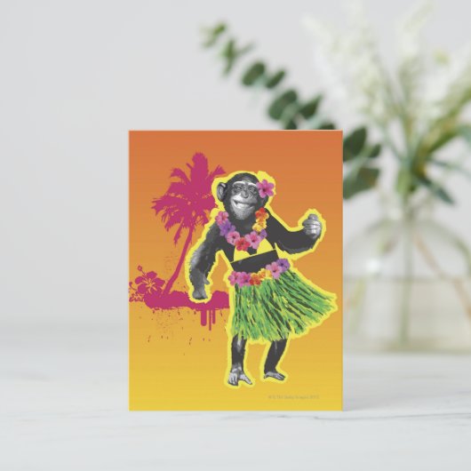 Chimpanzee Hula Dancing Briefkaart (Staand voorkant)