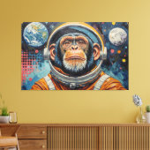 CHIMPANZEE IN SPACE-15 CANVAS AFDRUK (Insitu (Woonkamer))