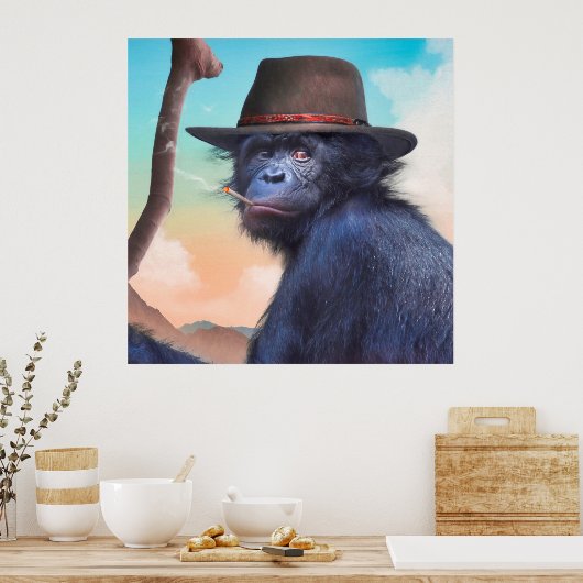 CHIMPANZEE MONKEY CHIMPIANNA JONES POSTER (Keuken)