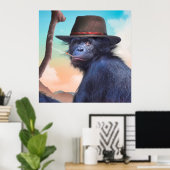 CHIMPANZEE MONKEY CHIMPIANNA JONES POSTER (Thuiskantoor)