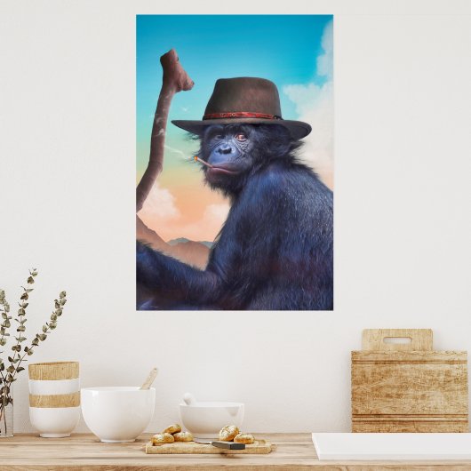 CHIMPANZEE MONKEY CHIMPIANNA JONES POSTER (Keuken)