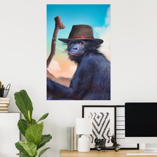 CHIMPANZEE MONKEY CHIMPIANNA JONES POSTER (Thuiskantoor)