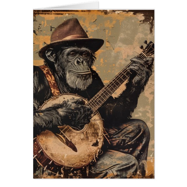 CHIMPANZEE MONKEY FUNNY BIRTHDAY GREETING CARD (Voorkant)