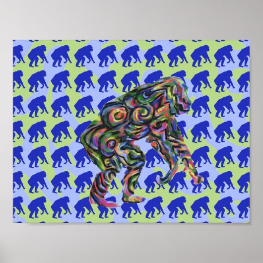 Chimpanzee Pattern Art Poster (Voorkant)