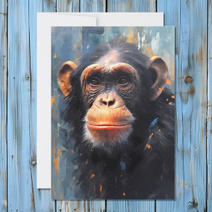 Chimpanzee Portrait Feestdagenkaart