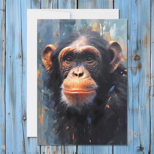 Chimpanzee Portrait Feestdagenkaart