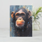 Chimpanzee Portrait Feestdagenkaart (Staand voorkant)