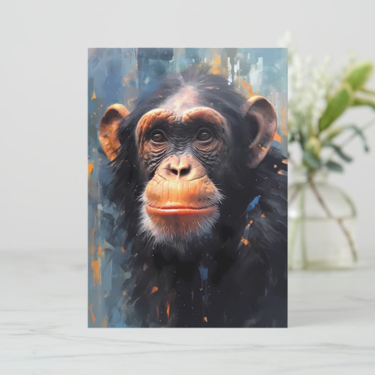 Chimpanzee Portrait Feestdagenkaart (Staand voorkant)