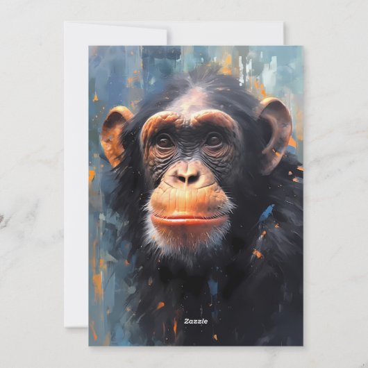 Chimpanzee Portrait Feestdagenkaart (Achterkant)