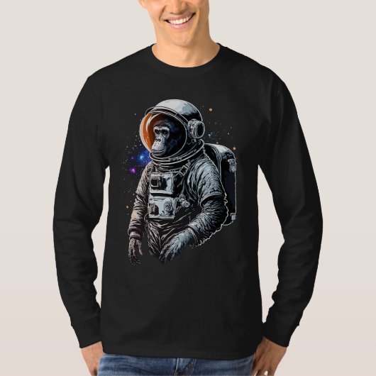 Chimpanzee Space Astronaut Travel Monkey Vintage T-shirt (Voorkant)