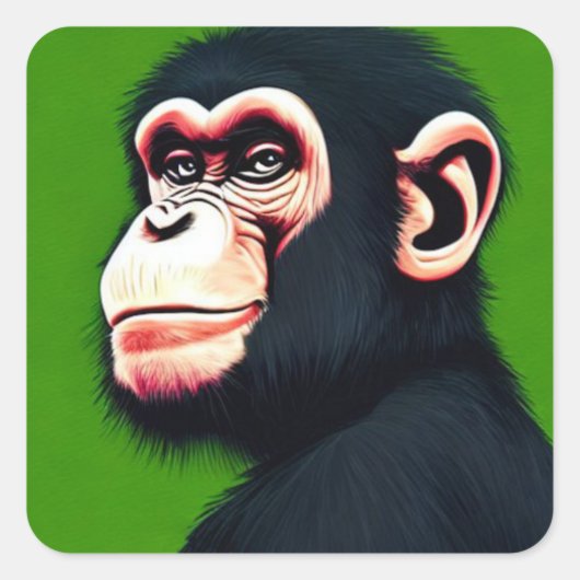 Chimpanzee Square Sticker (Voorkant)