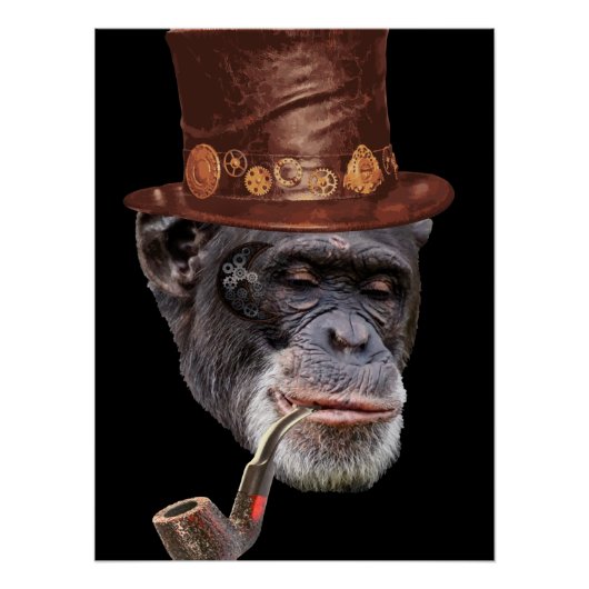 Chimpanzee steampunk style perfect poster (Voorkant)