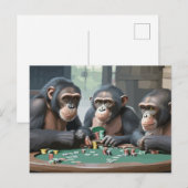 Chimpanzees playing poker briefkaart (Voorkant / Achterkant)