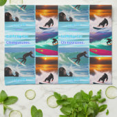 Chimpanzees Surfing Photo Collage, Dish Towel Theedoek (Gevouwen)
