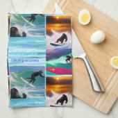 Chimpanzees Surfing Photo Collage, Dish Towel Theedoek (Quarter Fold)