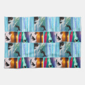 Chimpanzees Surfing Photo Collage, Dish Towel Theedoek (Horizontaal)