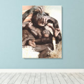 CHIMPANZES CANVAS AFDRUK (Insitu (Houten vloer))