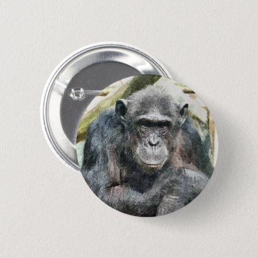 CHIMPANZES RONDE BUTTON 5,7 CM (Voorkant /achterkant)