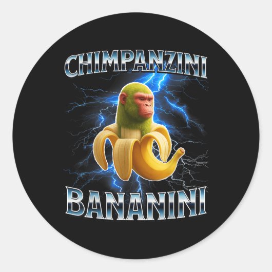 Chimpanzini Bananini Grappig Italiaans Brainrot Me Ronde Sticker (Voorkant)