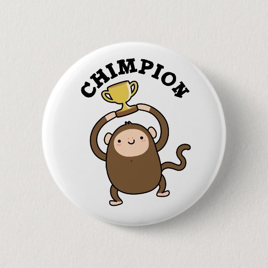 Chimpion Funny Champion Chimpanzee Pun Ronde Button 5,7 Cm (Voorkant)