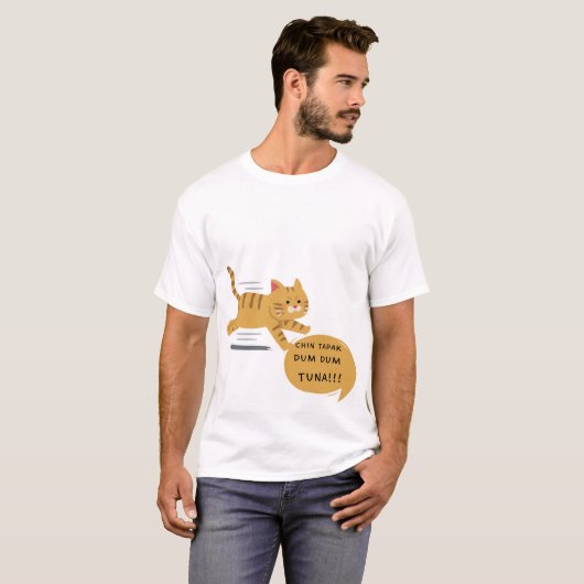Chin Tapak Dum Dum Tuna - Funny Cat Graphic T-shirt (Voorkant volledig)