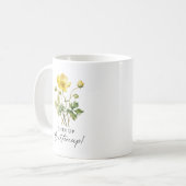Chin Up Buttercup Geel Bloemen Custom Monogram Koffiemok (Voorkant links)