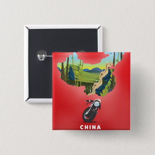 China Afbeelding reisposter Vierkante Button 5,1 Cm (Voorkant /achterkant)