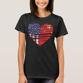 China American Grown Heart USA Patriot Heritage Mo T-shirt