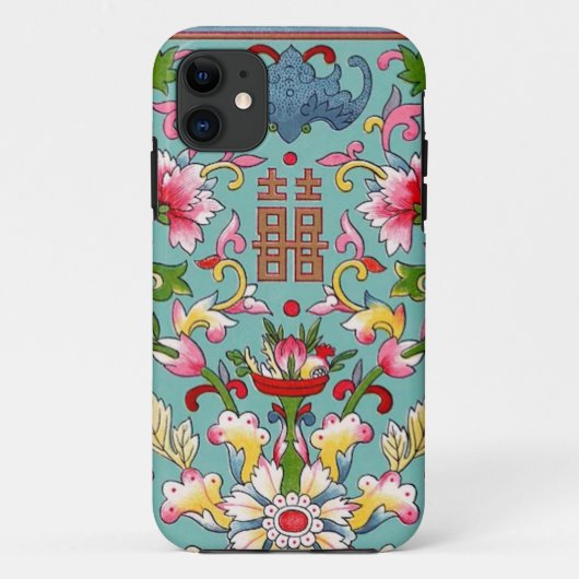 china aziatisch boeket roze op aqua blauw Case-Mate iPhone case (Achterkant)