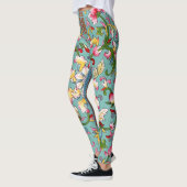 china aziatisch boeket roze op aqua blauw leggings (Links)