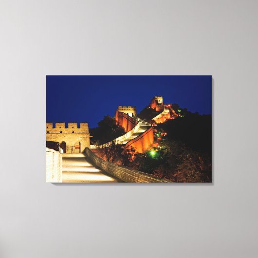 China, Badaling, Grote Muur, uitzicht op Canvas Afdruk (Voorkant)