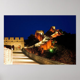 China, Badaling, Grote Muur, uitzicht op Poster