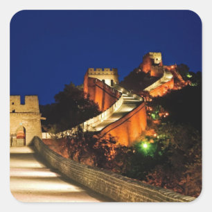 China, Badaling, Grote Muur, uitzicht op Vierkante Sticker