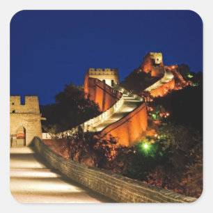 China, Badaling, Grote Muur, uitzicht van Vierkante Sticker
